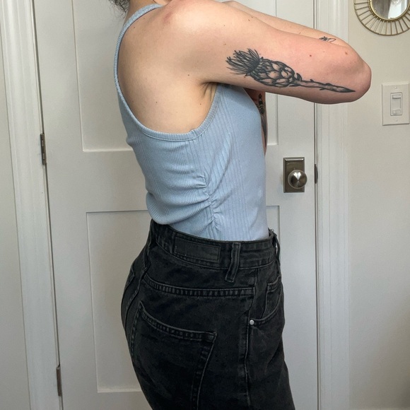 Aerie Baby Blue High Neck Ruched Bodysuit - Picture 13 of 13